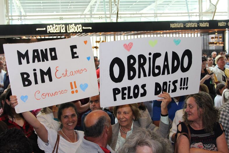 Salvador Sobral e a namorada na Eurovisão