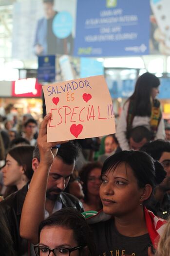 Salvador Sobral e a namorada na Eurovisão